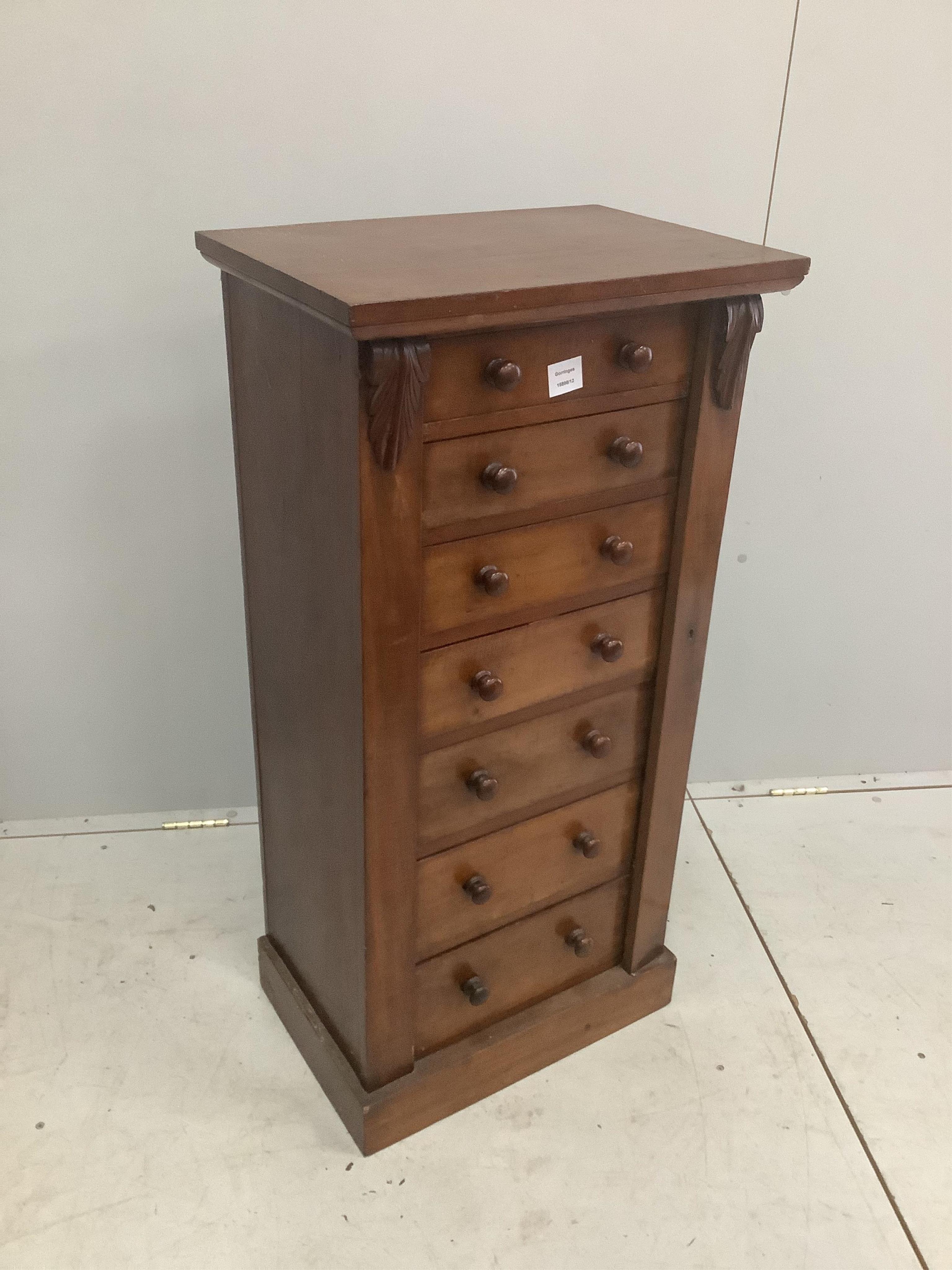 A Victorian mahogany Wellington chest, width 51cm, depth 35cm, height 103cm. Condition - fair